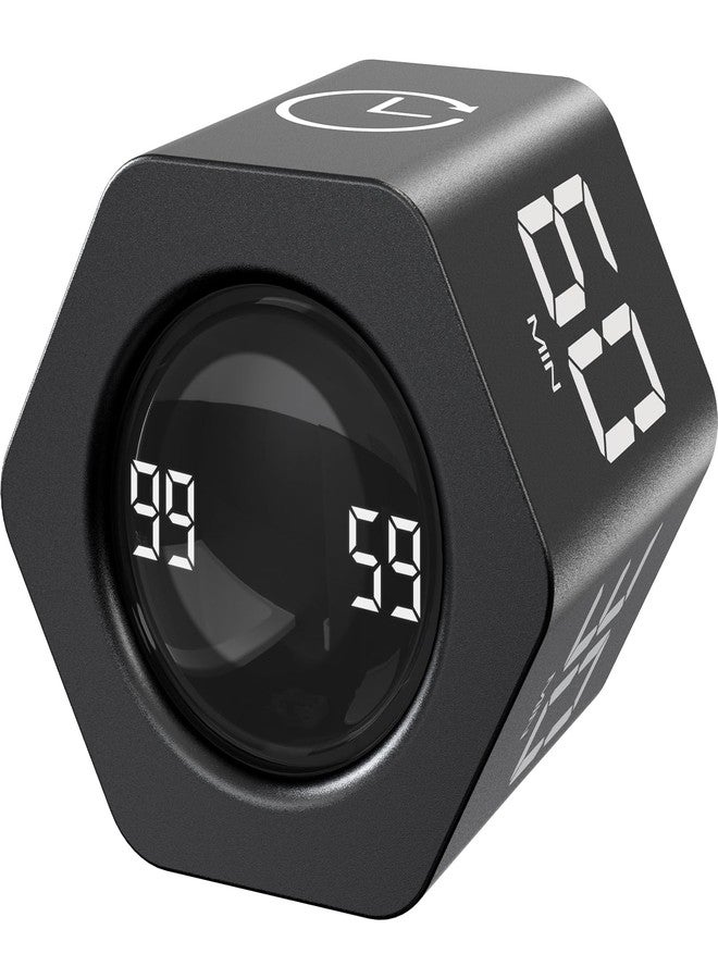 EooCoo Pomodoro Cube Timer with Gravity Sensor,1/5/10/30/60 Minutes Preset,Desk Countup Time with Vibration,Adjustable Modes for Work & Study,Portable Productivity Timer for Focus and Efficiency-Black - Image 1